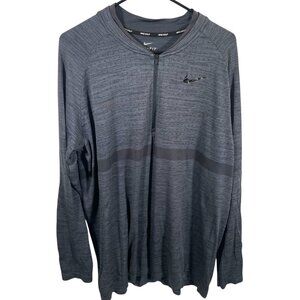 Nike Golf Dri Fit 1/4 Zip Pullover Mens 2XL Long Sleeve Lightweight Gray 892221